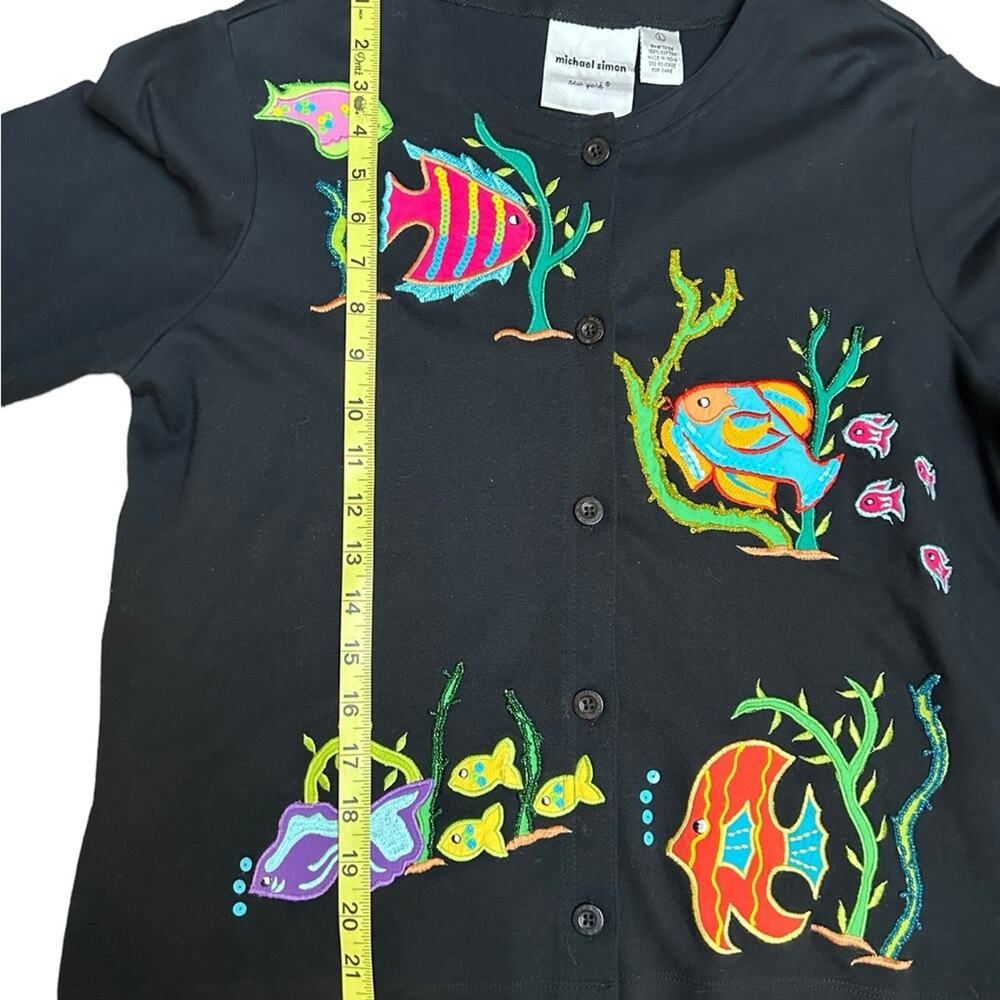 Michael Simon Sequin Fish Button Up Top Large - image 3